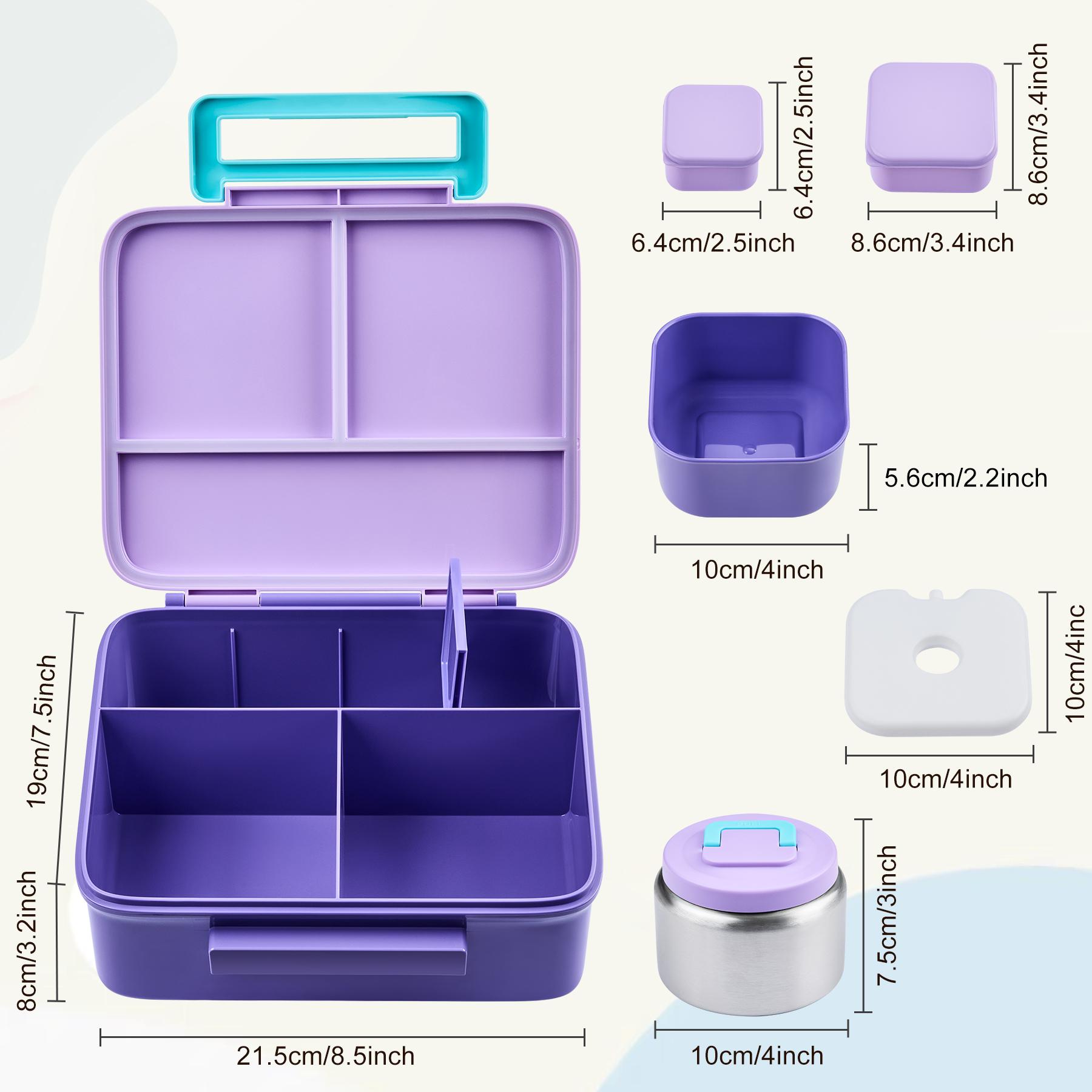 Wide Body Lunch Box Set with 8oz Insulated Container, Snack Compartment, Sauce Holder, BPA Free Leak-Proof Design for Meal Prep