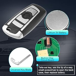 2pcs 315MHz KR55WK49863 Replacement Smart Proimity Keyless Entry Remote Key Fob for BMW 550i 530i 535i 520i 2009-2016 3 Buttons with Door Key PCF794 Chip 2pcs 315MHz KR55WK49863 Replacement Smart Proimity Keyless Entry Remote Key Fob for BMW 550i 530i 535i 520i 2009-2016 3 Buttons with Door Key PCF794 Chip