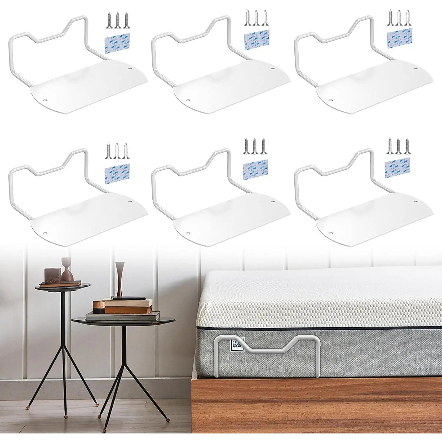 Mattress Slide Stopper Fit Wooden Bed Frame,Mattress Retainer Bar from Sliding,Anti Bed Sliding Holder in Place(White,1.96" H,6Pack)