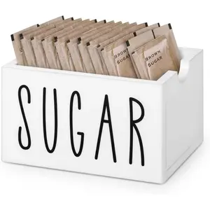 Sugar Packet Holder for Coffee Bar, Acrylic Sugar Packets Caddy, Sugar Packet Container, Sugar Packets Dispenser Sugar Packet Organizer for Table, Office, Hotel, Restaurant (White)