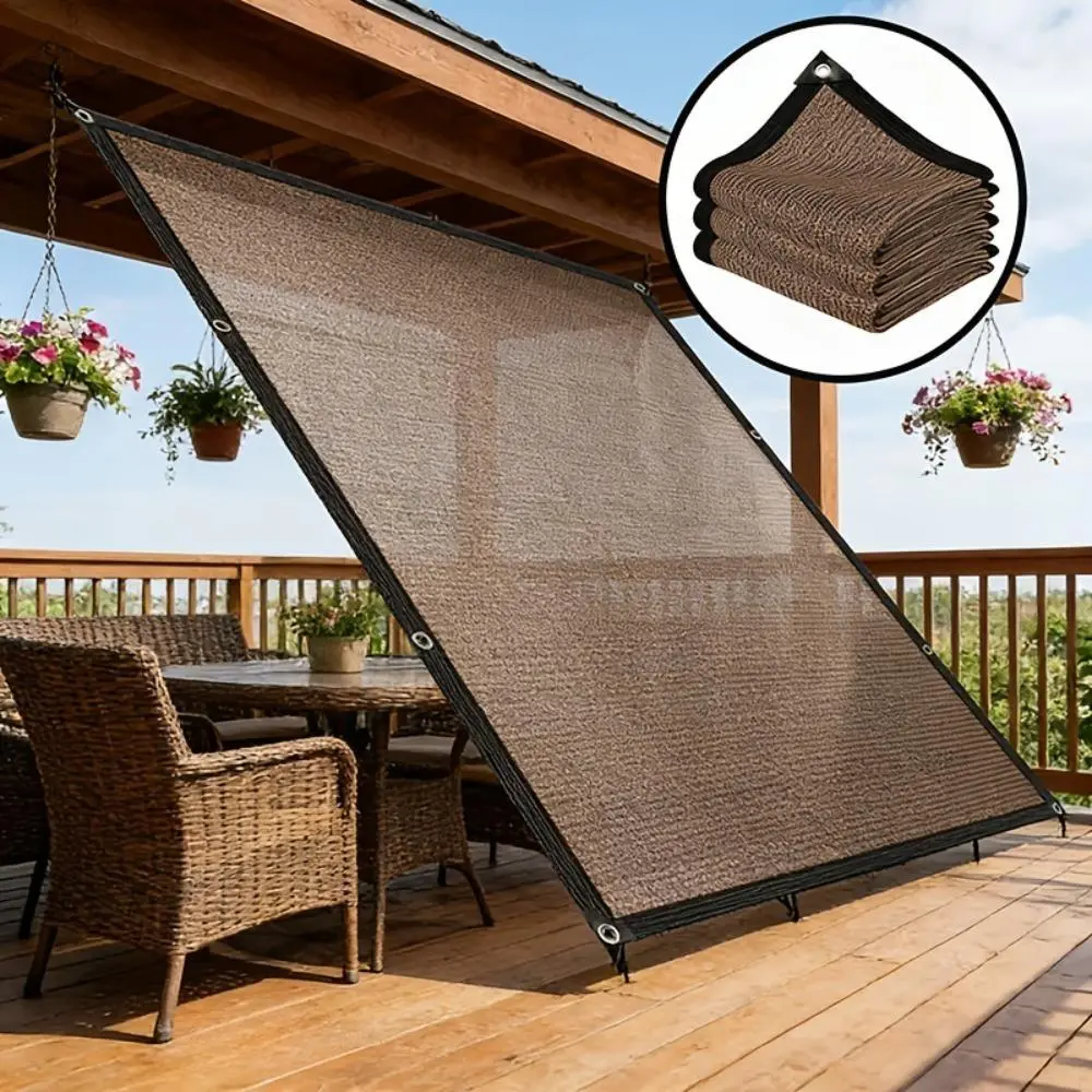 90% Shade Rate Heavy Duty Brown Outdoor Shade Cloth, Breathable UV Resistant Sun Shade Net, Multipurpose Shade Sail for Garden Patio, Greenhouse, Lawn Gazebo, Courtyard Plants, Chicken Coop, Porch & Outdoor Dog House