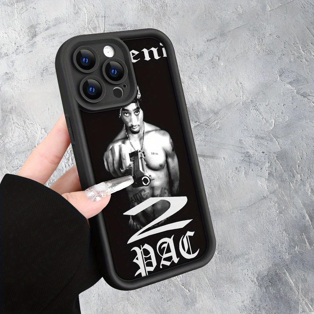 Legendary Rapper 2Pac Street Style Design |     Shockproof, Anti-Slip Matte Finish |     Low-Key Luxury UV Print Case for iPhone 17 E Air Pro ProMax iPhone16 15 14 Plus 13 12 Mini 11 X XS XR - Black TPU Soft Cover with Drop Protection, Halloween Event, Su