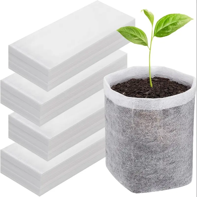 400pcs PLA Seedling Bags -3 Sizes of Fabric Seedling Plant Growth Bags, Quick Germination Small Bags, Suitable for Planting Vegetable, Flower, Potato, Tomato Garden Seed Starting and Transplantation Supply