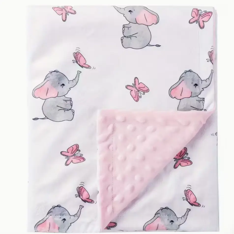 Baby Blanket for Infants, Dual-Layer Medium Thickness, Unisex, Cute Animal Print, Soft Skin-Friendly Bean Fur, Ideal for Babies