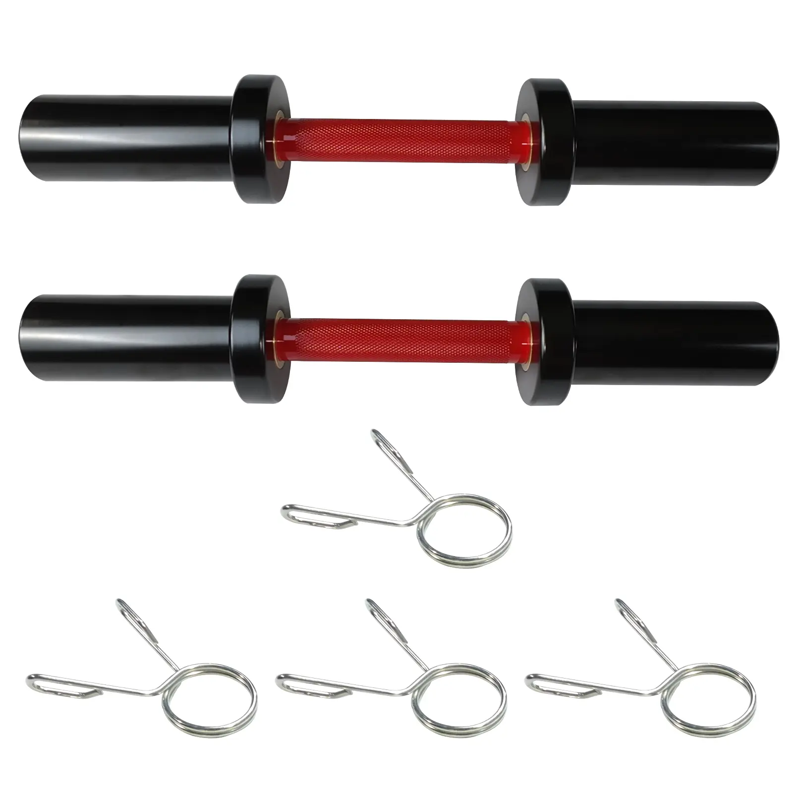 16-inch Olympic Dumbbell Bars with Spring Collars - Heavy Duty Loadable Handles for 2" Plates, 4 Spring Collars, Home Gym Weightlifting Equipment
