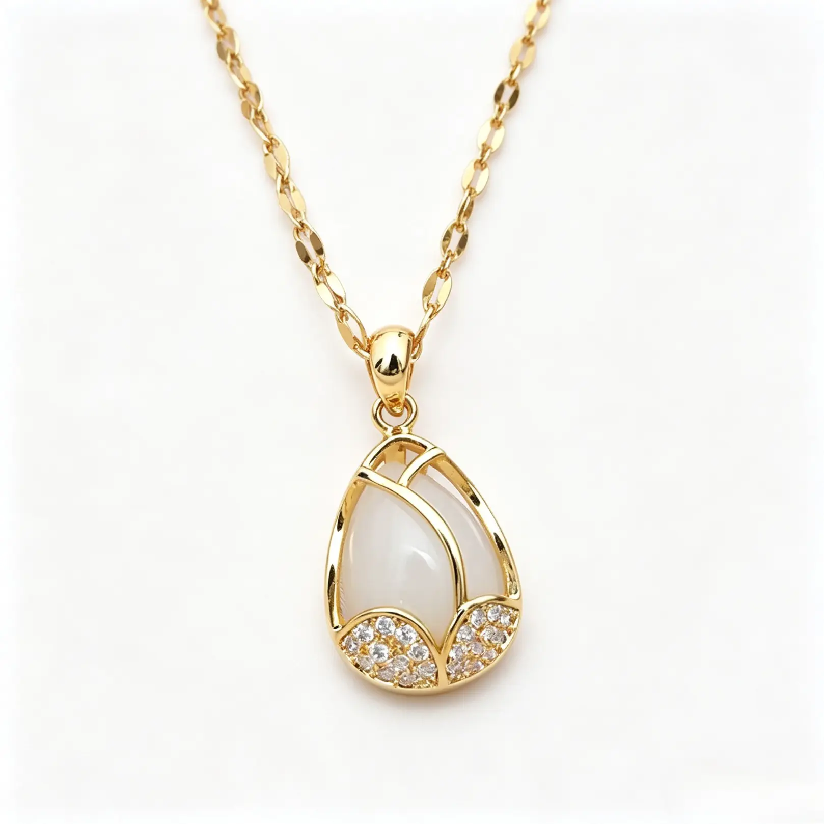 Tulip Gemstone Necklace, Accessory Necklace, Trendy Design, Fashion Necklace, Elegant Necklace, High-End Women's Clavicle Chain, Hypoallergenic, Perfect for Daily Wear and Parties, Single Gem Necklace