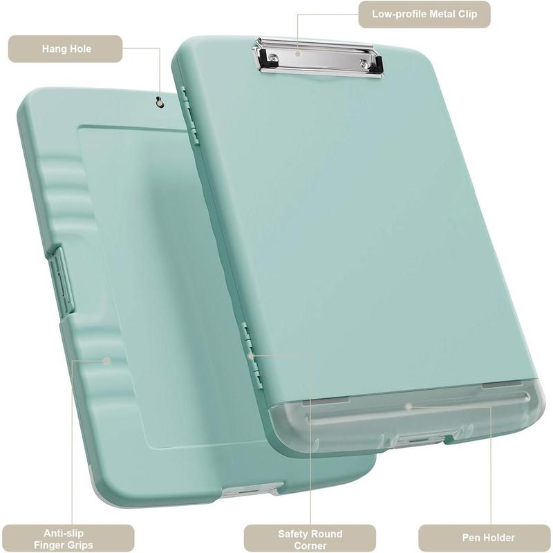Clipboard with Storage, 8.5 x 11 Organization Box with Pen Holder and A4 Legal Paper Folder, Folio & Side-Opening, Low Profile Clip,for ,Teachers, Size 14 x 9.6 x 1.2 in, Teal Clipboard with Storage, 8.5 x 11 Organization Box with Pen Holder and A4 Legal Paper Folder, Folio & Side-Opening, Low Profile Clip,for ,Teachers, Size 14 x 9.6 x 1.2 in, Teal