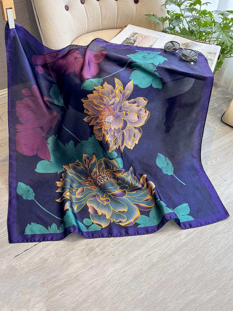 Women's Floral Print Scarf, Fashionable Hair Accessories for Daily Wear, Casual Versatile Scarf for Women & Girls