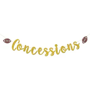 Concessions Banner, Football Theme Birthday Banner,  Shower,  Rugby Boys Girls Bithday Party Decorations Supplies,  Glitter