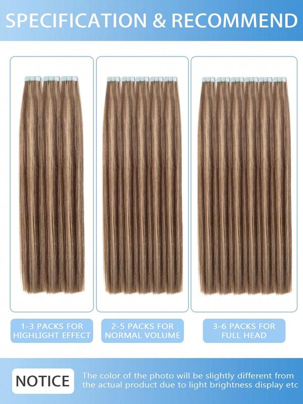 Mini Tape-In Human Hair Extensions, Invisible Straight P4/27, Designed for Women, Micro Tape Hair Extensions, Increase Volume and Length