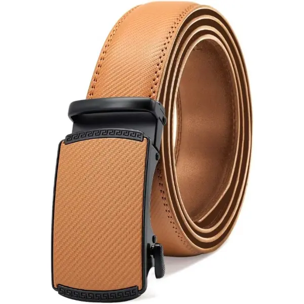 Men's Ratchet Leather Dress Belt - 1.375 in Adjustable, Trim-To-Fit, Gift Box-Packaged Men's Fashion Accessory