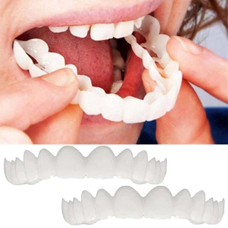 Adjustable Denture Teeth Set Perfect Fit Teeth Whitening Snap On Silicone Portable Denture Braces Decorate Gaps Smile Veneers