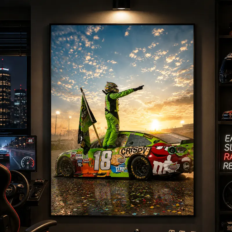 Kyle Busch NASCAR Legendary Moment Canvas Poster, Fade-Resistant Canvas Print, NASCAR Wall Decor, Canvas Art for Fans, Sports Wall Art, Racing Wall Art, Motorsport Decor, Garage Wall Decor, NASCAR Fan Gift, Man Cave Decor