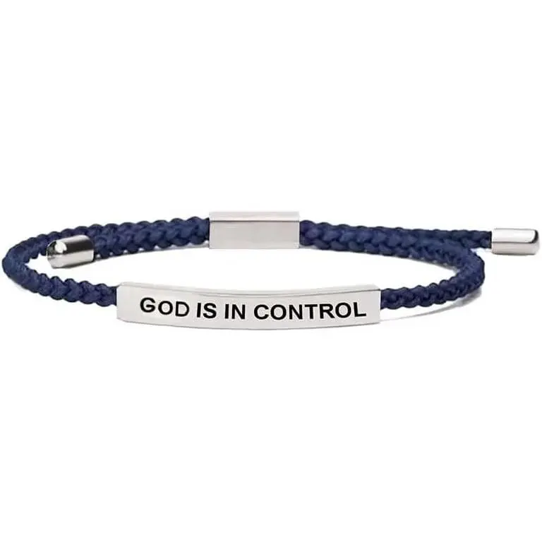 God Is In Control Inspirational Bracelets for Women Men Christian Faith Bracelets  Letter Braided Bracelet Adjustable Stainless Steel Christmas Birthday Gifts