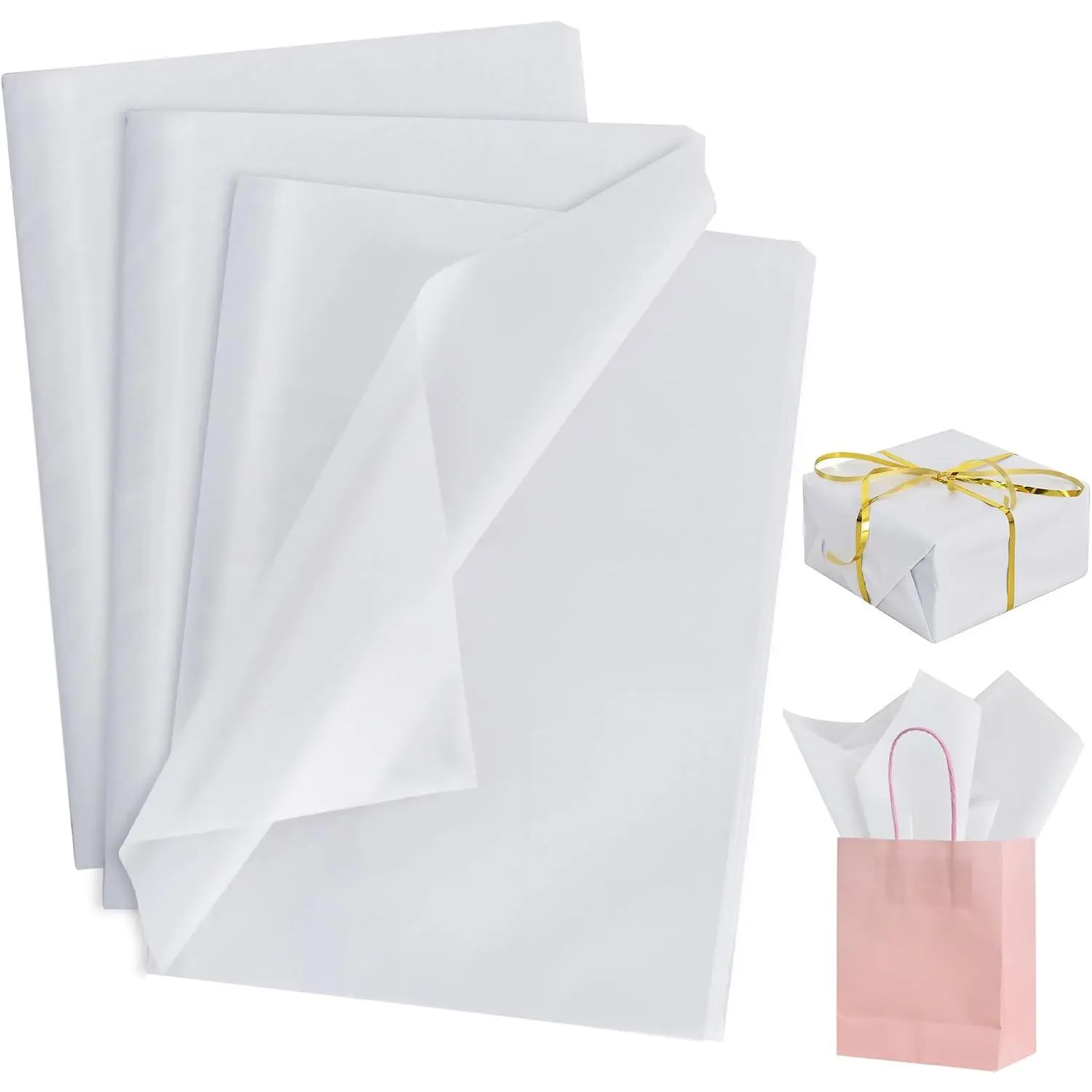 100 Sheets White Tissue Paper Bulk for Gift Wrapping and Gift Bags | 14 x 20 Inch for Crafts Gift Wrap for Birthday Wedding Graduation Halloween Christmas Holiday Decorative