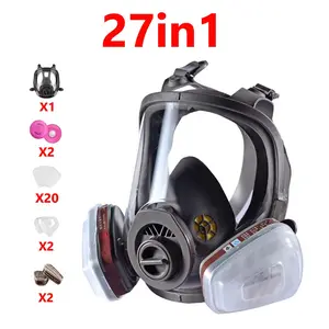 Full Face Gas Masks Survival Chemical Respirator, 40mm Filter, Full Face Respirator Gas Mask, Activated Carbon Filter, Safety Gear, Work Safety Equipment, Chemical Protection, Full Face Coverage