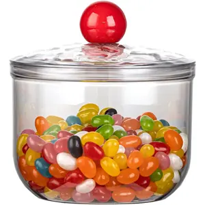 KEKEHOME 30oz Clear Candy Jar with Lid for Office Desk, Plastic Cookie Storage Jar for Kitchen Counter, 900ml