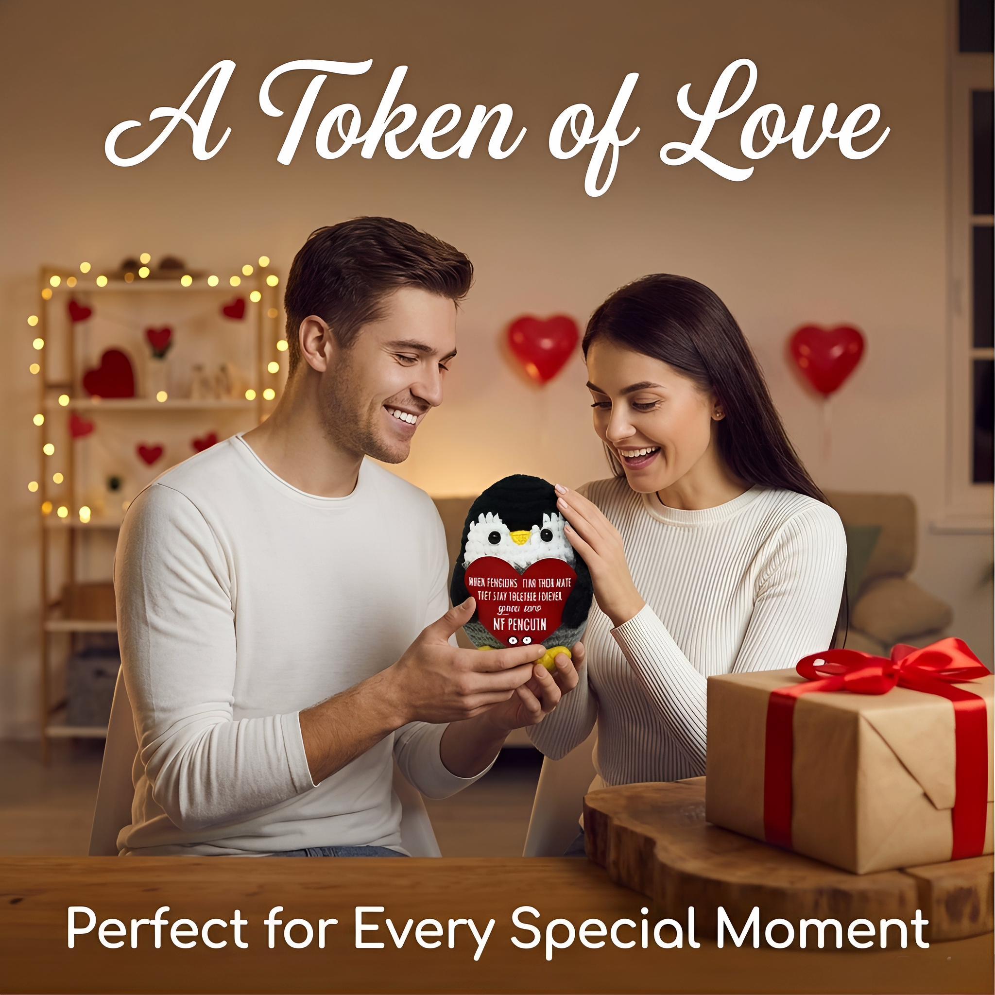 Super Soft Hand-Knitted Mini Penguin Plush Toy, Cute Emotional Support Companion for Anxiety Stress Relief, Perfect Christmas Presents Holiday Gifts, Birthday Gifts for Women Men, Teacher Appreciation Gifts, Small Desk Ornament, Keychain Bag Pendant, Love