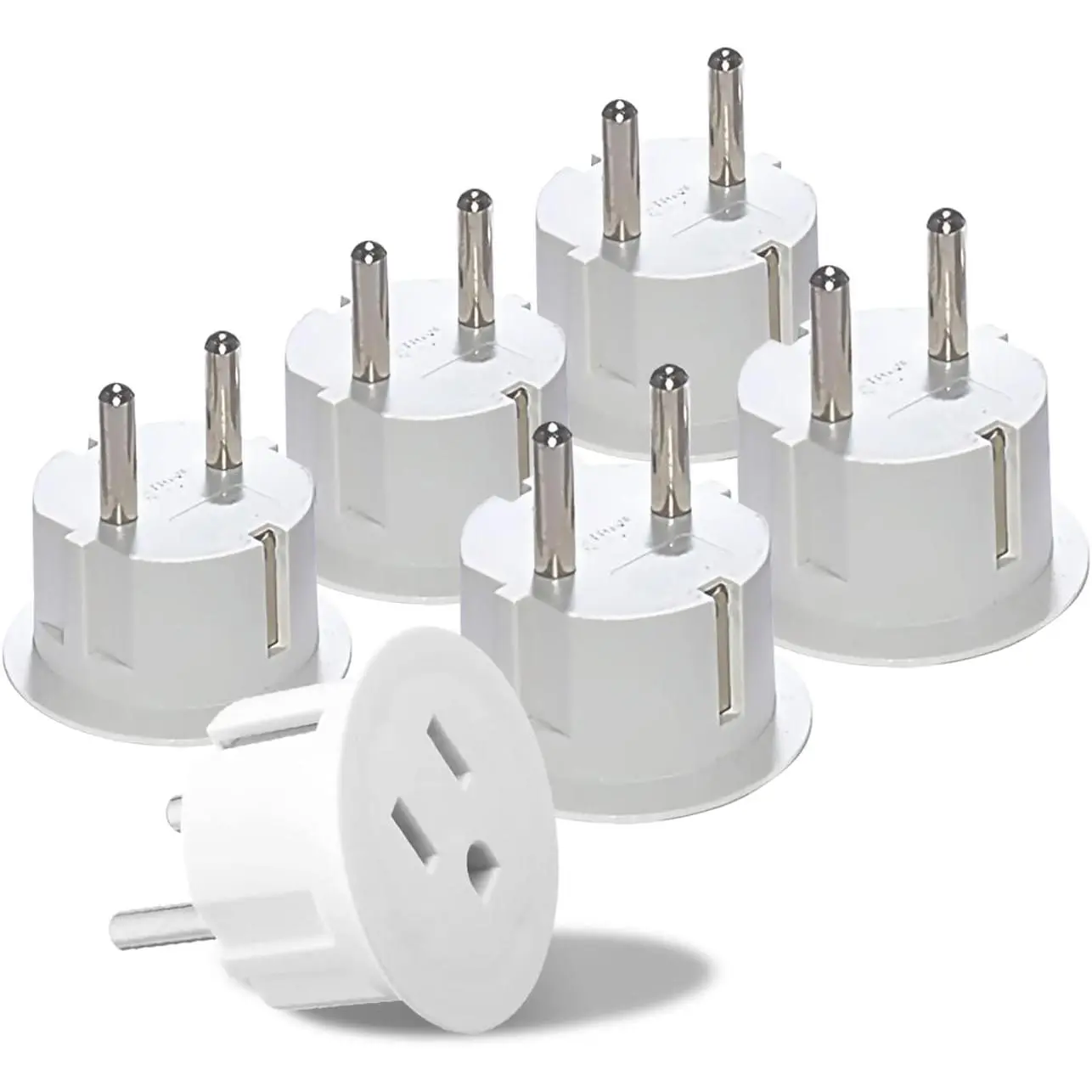 OREI Pack 6 European Travel Plug Adapter - USA, Canada, Mexico to European Type E/F Plug Adapters - Schuko Adapter CE Certified Heavy Duty - Perfect for Travelling with Cell Phones, Laptops & More