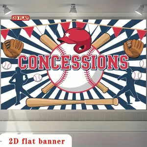 2D Flat [party Backdrop] Banner, Baseball Concessions Bat Helmet Gloves Polyester Backdrop, for Party Decor Farm, Garden, Home, Room, Club, No Electricity, This Is a Wonderful Gift for Valentine's Day, Birthday and Eid Al - Fitr,