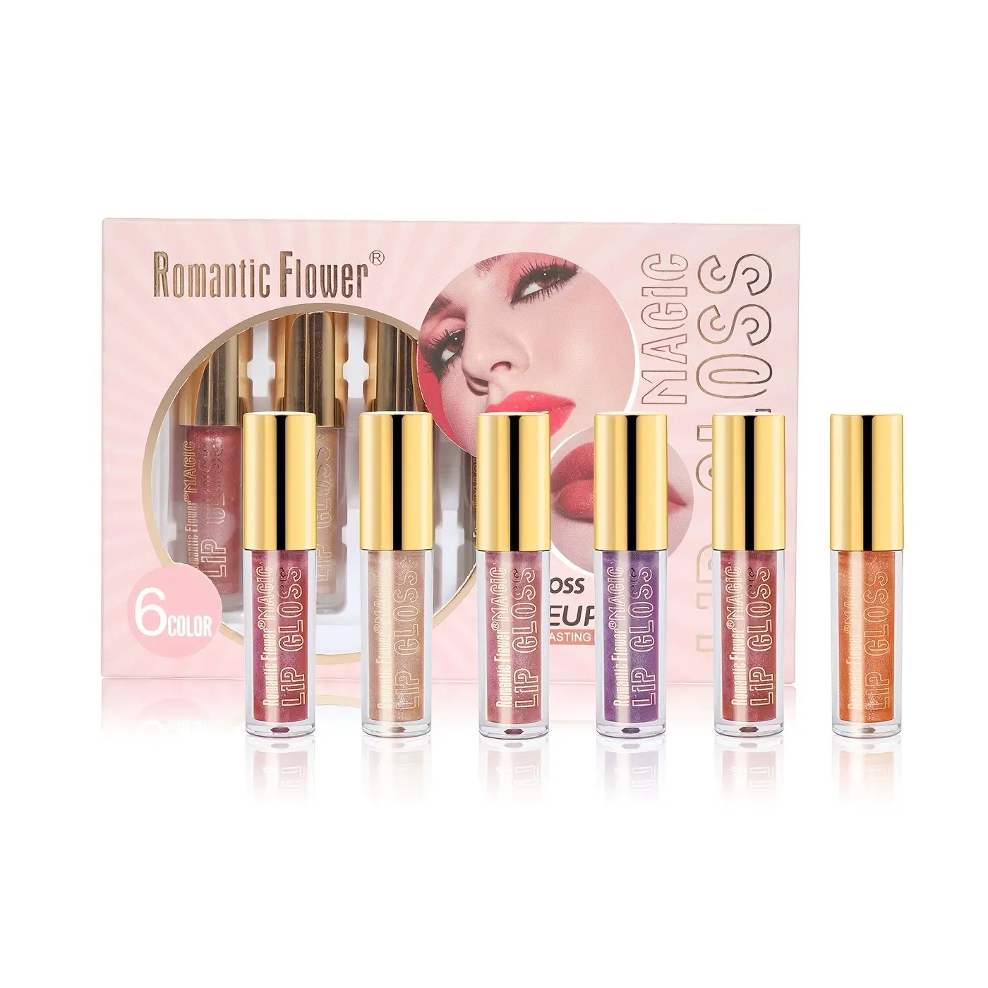 6 Color Magic Lip Gloss, Smooth Easy Application, Natural Waterproof Long-Lasting, Fine Shimmer,Luminous Finish, Anti Transfer Lip Gloss Kit