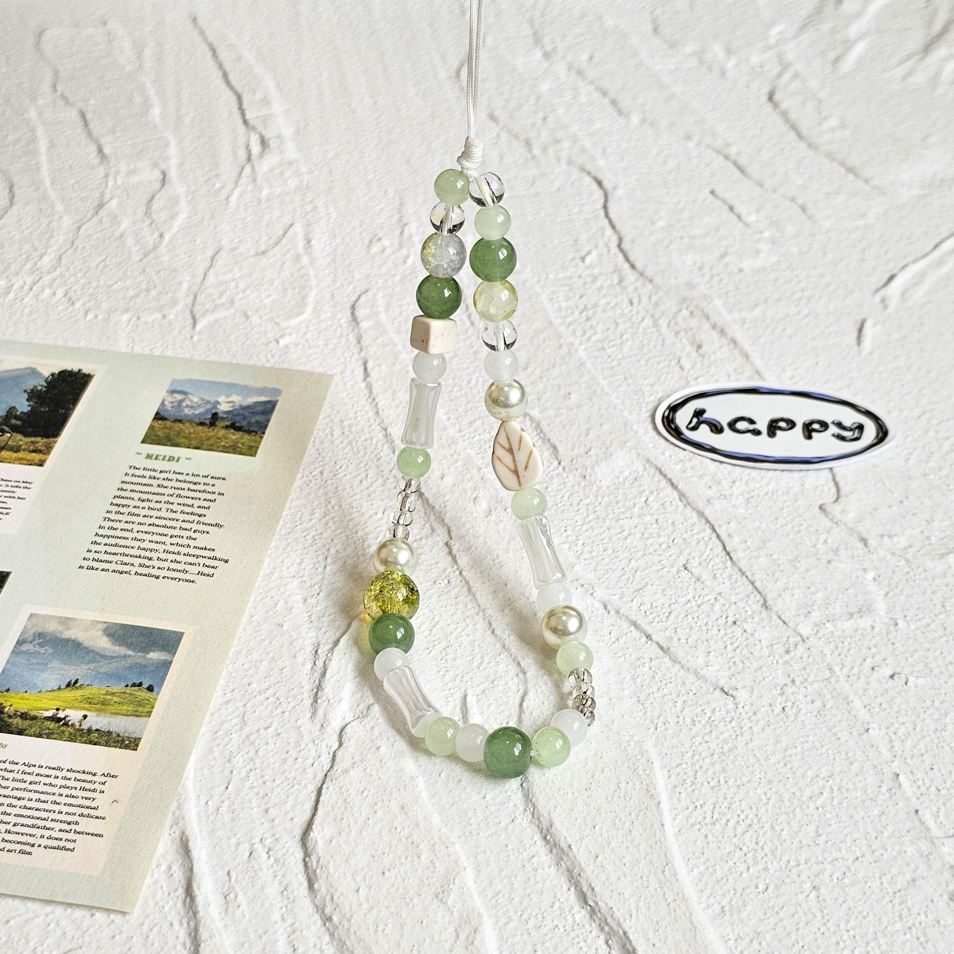 Original Chinese Style Teal Green Phone Chain Strap Charm Cute Lanyard Keychain Mobile Phone Lanyard for Airpods Case Keycord