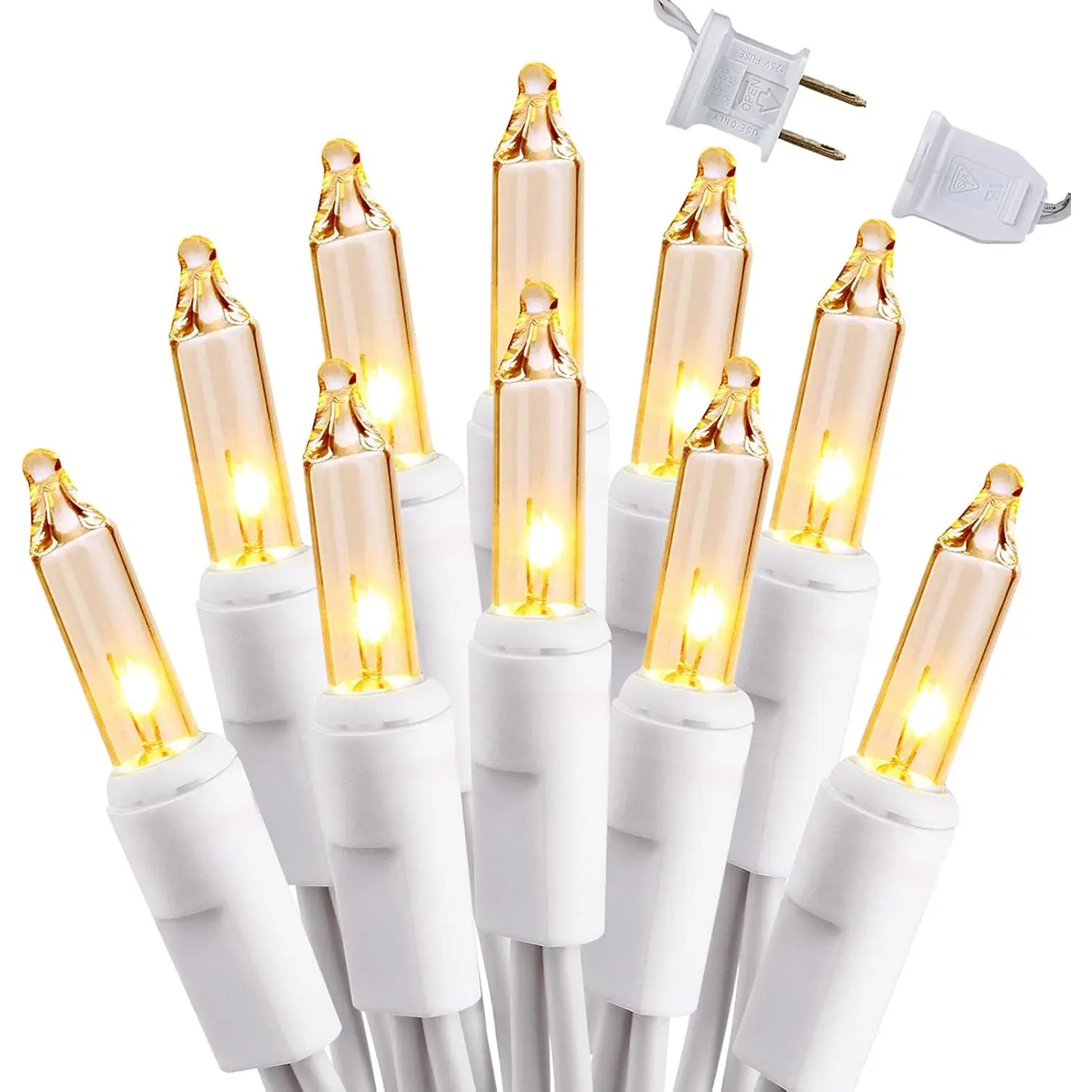 Clear Christmas Lights, 300 Count 69.6ft Incandescent White Lights String, Connectable 120V UL Certified Indoor/Outdoor White Light on White Wire for Room, Birthday, Wedding, Party, Warm White