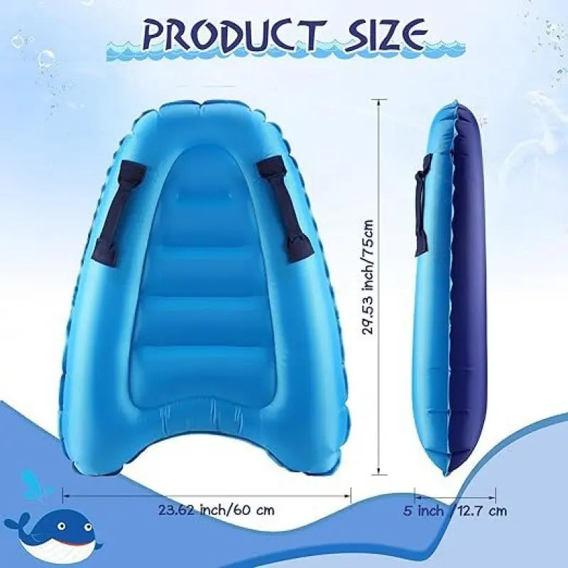 Cross-border PVC Inflatable Water surfboard for children with dual handles, convenient inflatable foldable surfboard for summer use