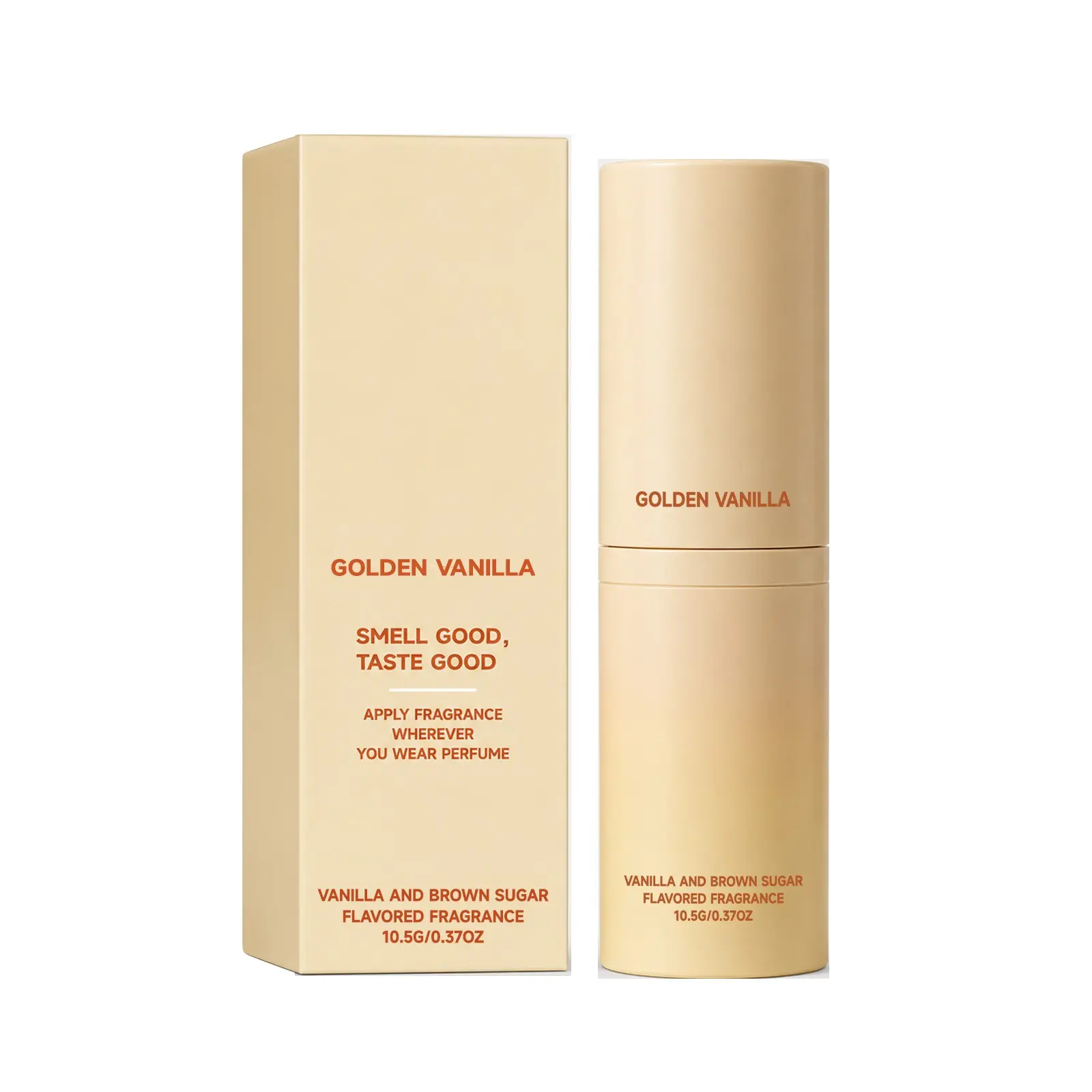 Golden Vanilla Perfume Stick, Milk‑Brown Tone, Plant‑Derived Essence for Skin Moisturizing, Refreshing Light Scent, Portable Solid Perfume