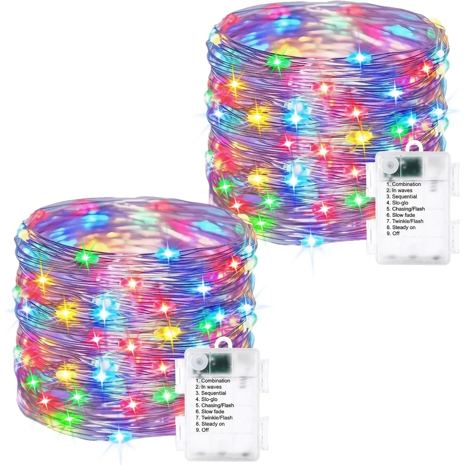 Fairy Lights 2-Pack, Synthetic Copper Wire LED Lights - 16.4 ft 50 LEDs, 8 Modes with Timer for Indoor Outdoors Bedroom Holiday Decor