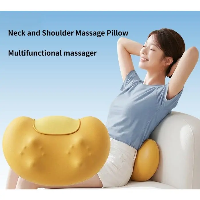 Shoulder and neck massage pillow, waist and back cervical spine massager, multi-functional, household constant temperature hot compress kneading massager neck pillow