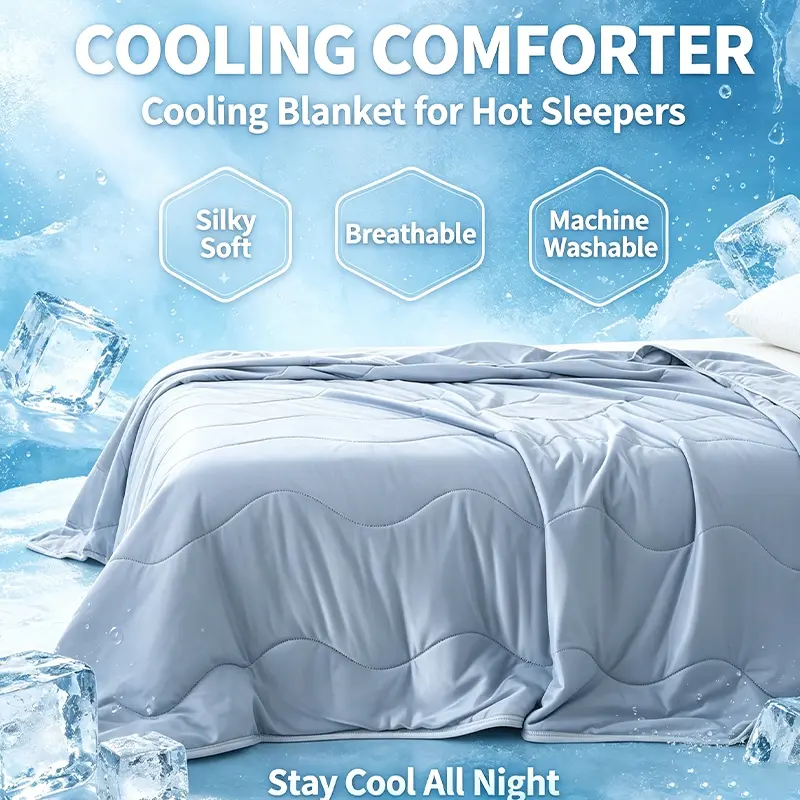 Double Sided Cooling Blanket for Hot Sleepers, Lightweight Summer Quilt No Overheating, Breathable Cool Touch Bed Comforter, Machine Washable Cooling Throw Blanket for Bedroom Couch Travel, Breathable Soft Blanket