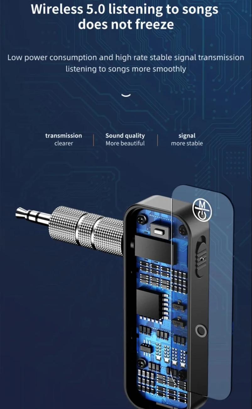 Bluetooth 6.0 Audio Wireless Adapter Receiver  Handfree Call 3.5mm AUX Jack USB Dongle Stereo Music For TV PC Car Kit