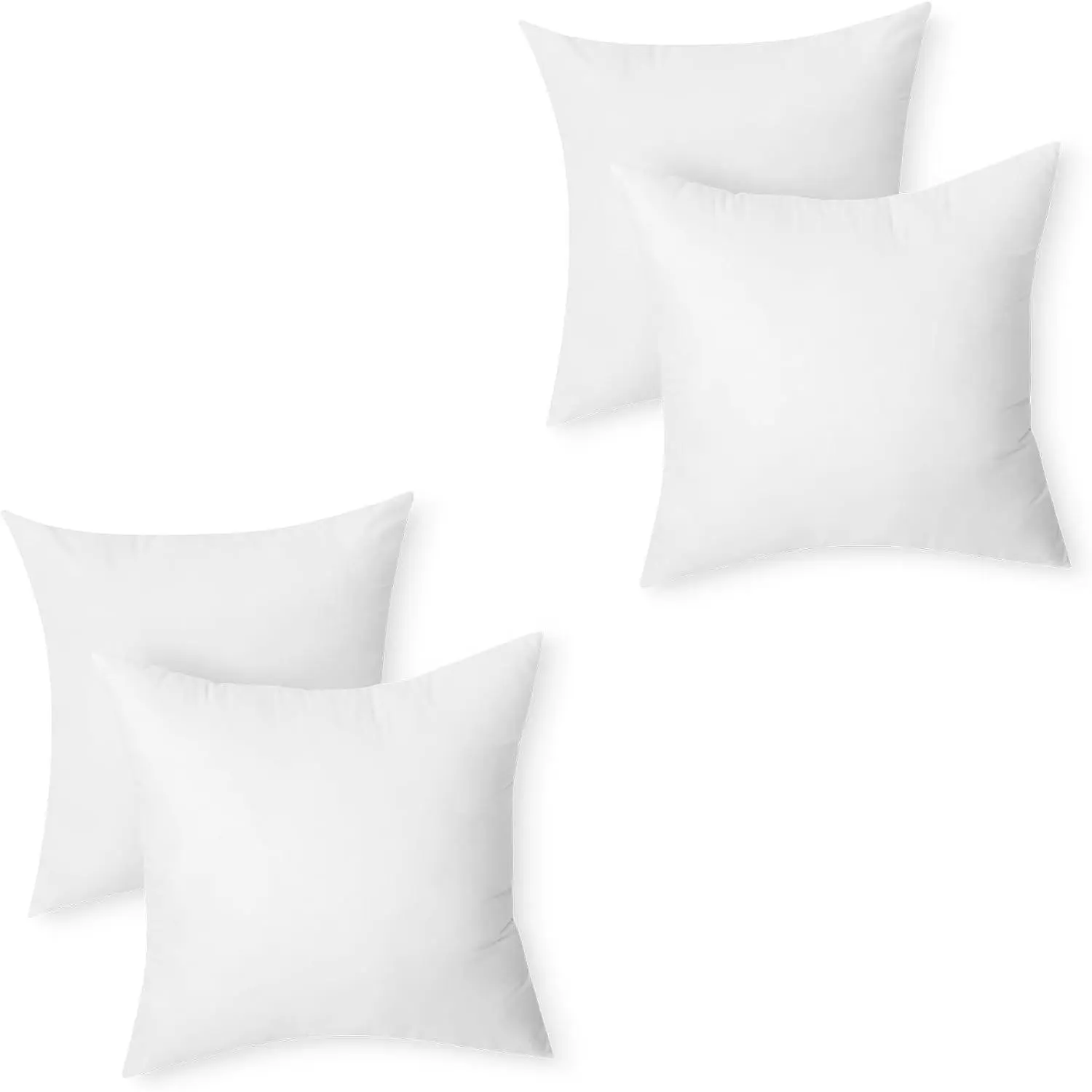 Hypoallergenic Square Decorative Pillow Insert, 18 Inch, Soft Compressed Pillow Stuffer for Couch and Sofa Bed, Machine Washable, 4-Pack