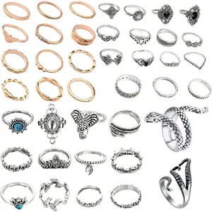 Snake Octopus Knuckle Rings Set, Simple Stacking Rings for Women Girls Men, Vintage Retro Crystal Bohemian Midi Rings, Joint Nail Cuff Statement Finger Rings