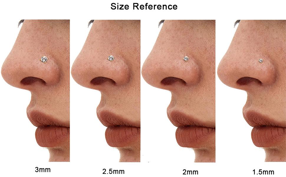 Jstyle 8Pcs/Set Hypoallergenic Nose Rings 18G 20G Surgical Stainless Steel Nose Rings Studs Cubic Zirconia Nose Ring Labret Nose Piercing Jewelry for Women Men 1.5mm 2mm 2.5mm 3mm