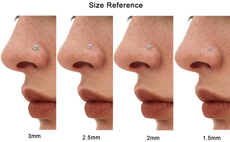 Jstyle 8Pcs/Set Hypoallergenic Nose Rings 18G 20G Surgical Stainless Steel Nose Rings Studs Cubic Zirconia Nose Ring Labret Nose Piercing Jewelry for Women Men 1.5mm 2mm 2.5mm 3mm