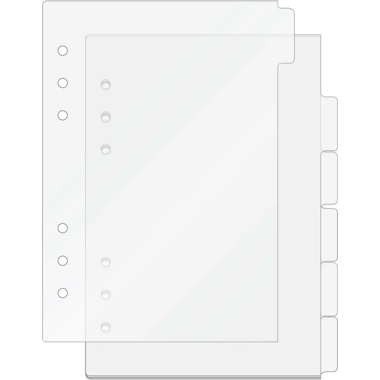 A5 Binder Dividers Planner Inserts 6 Tabs Clear 1mm Thick Acrylic Index Divider 6 Sheets Refillable Page Protectors for 6 Ring Binder Notebook (A5)