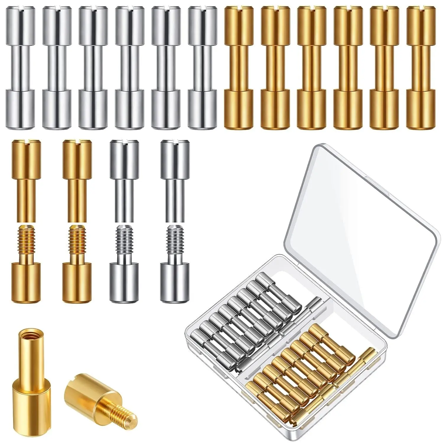 20 Sets Brass and Stainless Steel Bracket Bolt Fasteners 6mm, Tactical Lock Rivets, Knife Making Supplies, Handle Pins Knife Screws for HandlesGift