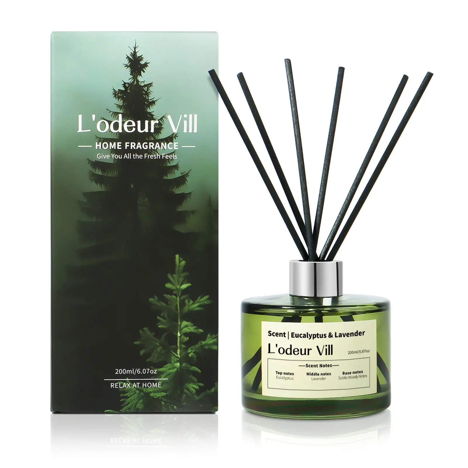 200ML Bamboo Reed Diffuser, Fireless Aromatherapy, Household Fragrance, Forest Style, Odor Removal, Air Purification, Hotel & Study Room Use