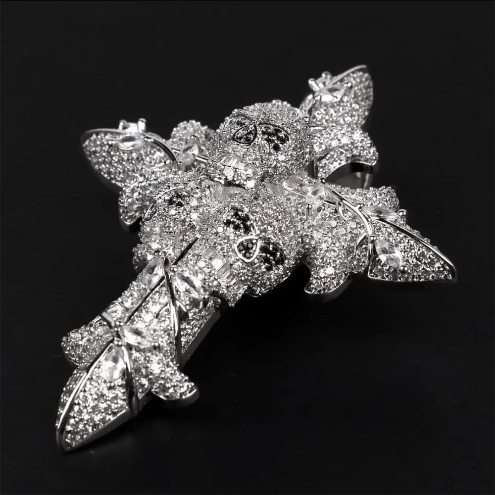 chains for men Skull Cross Full Zircon Pendant Fashion Jewelry Synthetic Zircon Pendants Hip Hop Men Necklaces Gift for Friend Boyfriend Bling Stylish Accessory Moissanite Cuban Chain