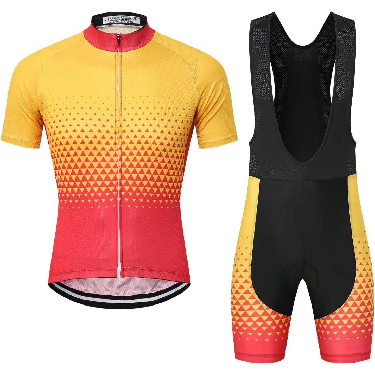 Men's Cycling Kit - Short Sleeve Full-Zip Jersey and Padded Bib Shorts Set for Road Biking, Breathable & Quick-Dry, Male