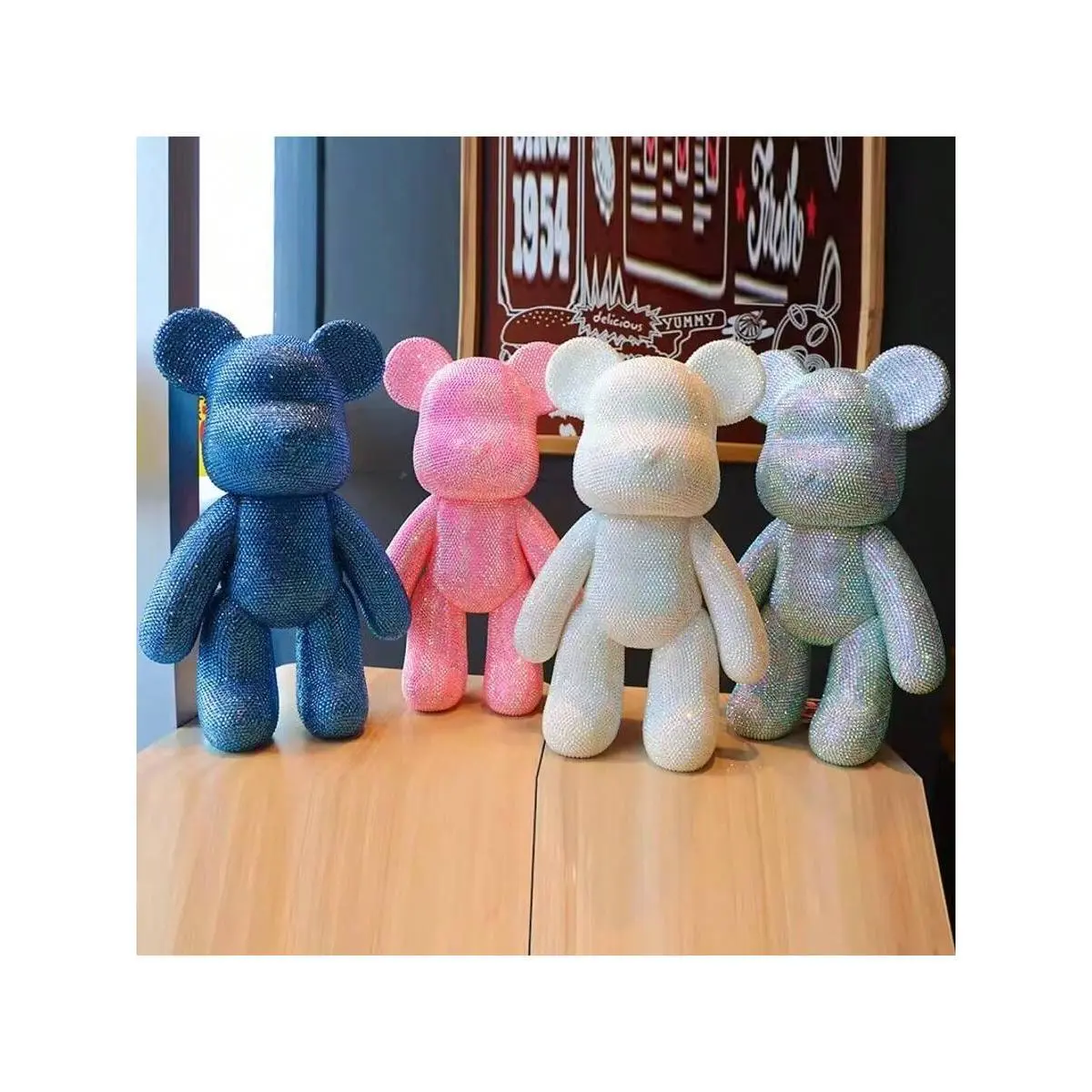 DIY Self-Adhesive Crystal Bear Statue Rhinestone Diamond Bearbrick Violent Bear Decor Glitter Applique Bearbrick Decoration Gift
