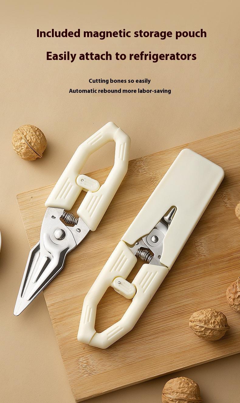 Multifunctional Labor-saving Kitchen Shear, Spring Assisted with Detachable Magnetic Cover, Heavy Duty Stainless Steel Cooking Scissors for Chicken, Meat, Seafood, Bone Cutting