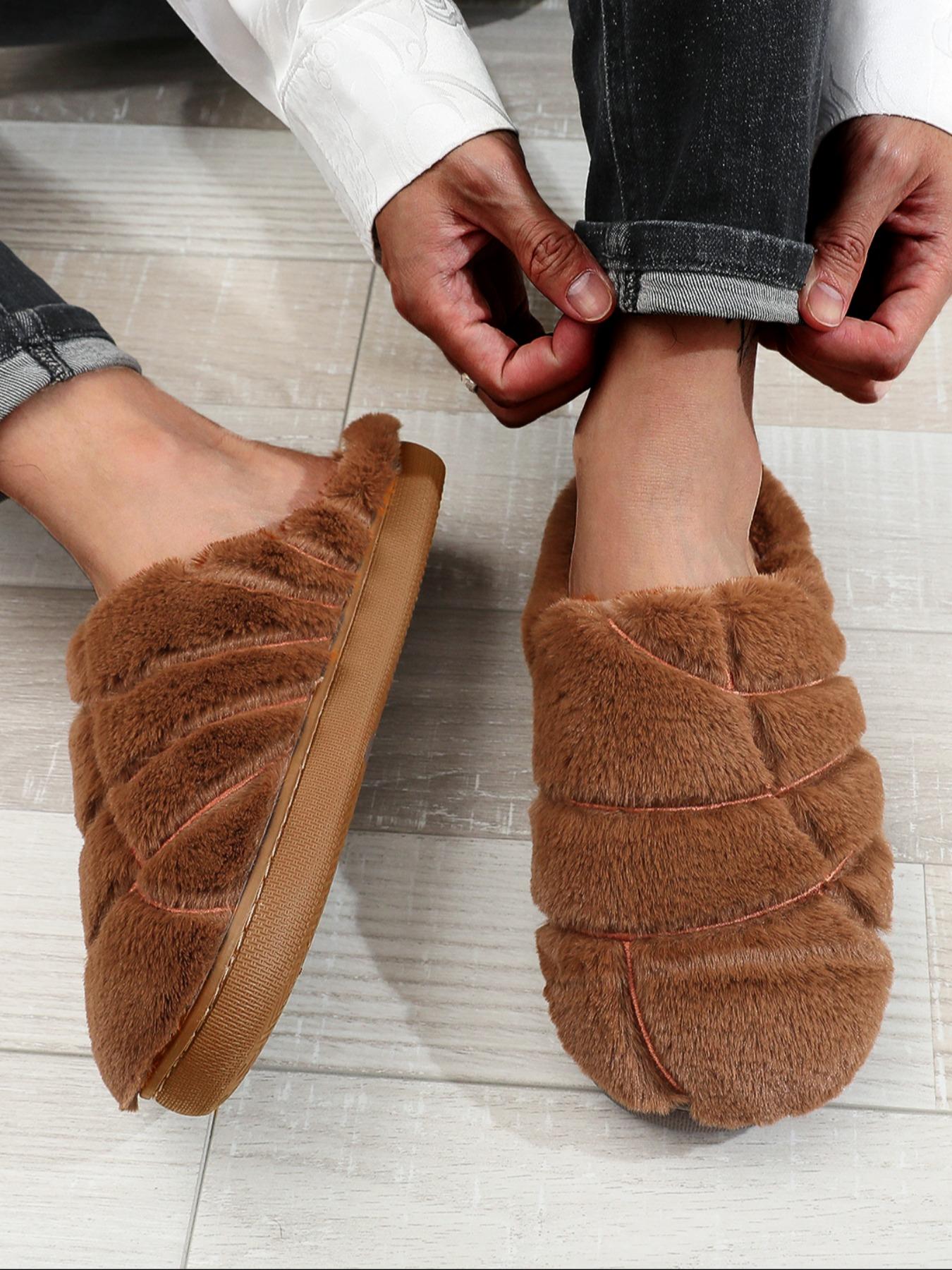 Women's Solid Color Concha Shaped Plush Slippers, Casual Soft Comfortable Home Slippers, Warm Slippers for Indoor & Outdoor Use for Fall & Winter