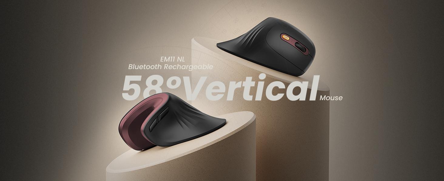 Ergonomic Mouse, EM11 NL Bluetooth Rechargeable Wireless Vertical Mouse, 3 Multi-Device Connectivity for Computer/PC/Laptop, 2.4GHz USB-A Optical Mice for Windows, Mac OS, Wine Red Ergonomic Mouse, EM11 NL Bluetooth Rechargeable Wireless Vertical Mouse, 3 Multi-Device Connectivity for Computer/PC/Laptop, 2.4GHz USB-A Optical Mice for Windows, Mac OS, Wine Red