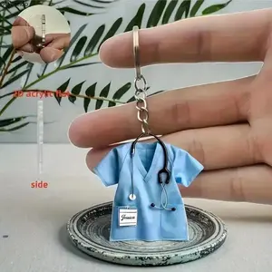 1 Count Personalized Stethoscope-Shaped Nurse Keychain, 2D Flat Hospital ID Badge Holder, Durable Portable Cute Medical Pendant Nursing Accessory, Ideal Gift for Nurse Graduates & Medical Staff Daily Use