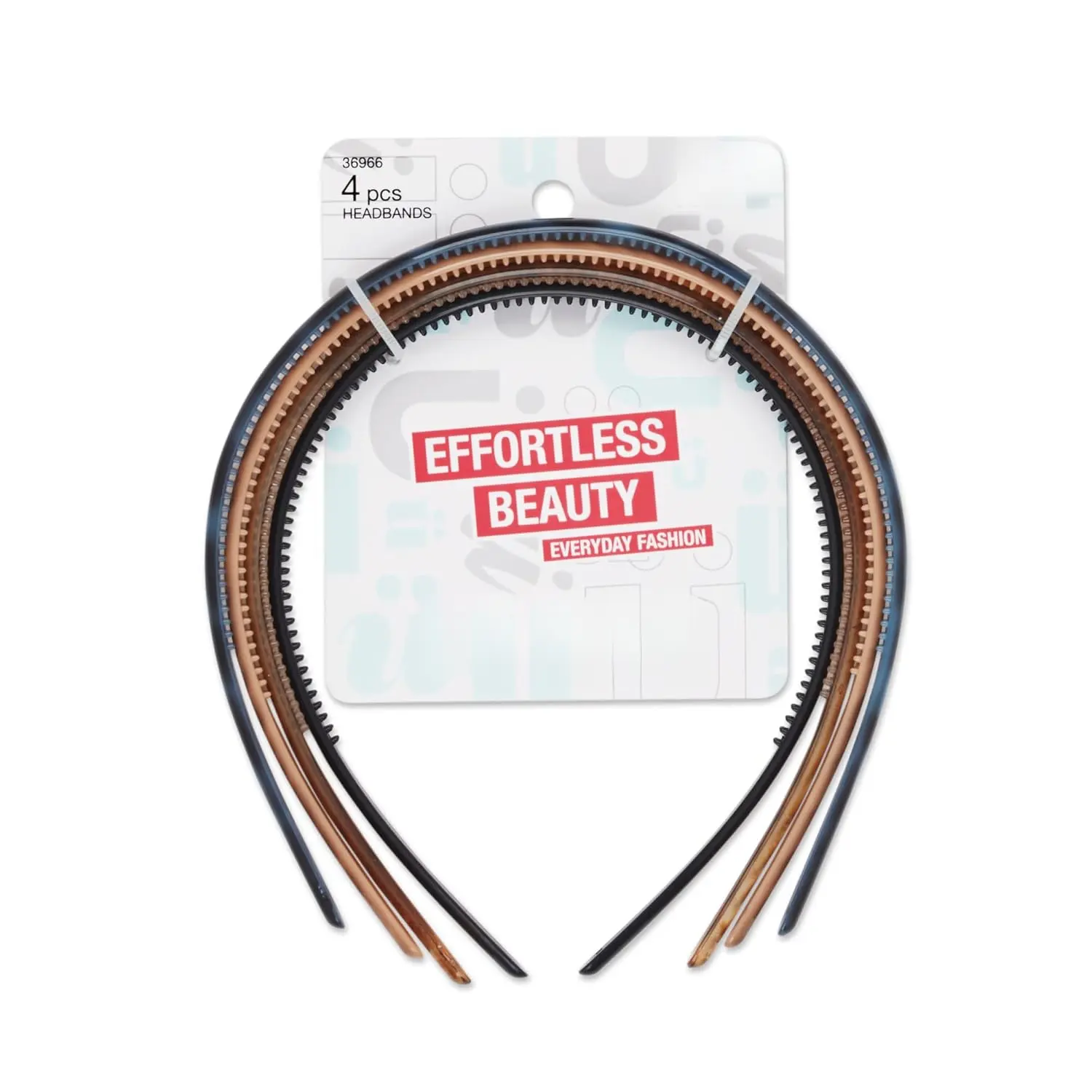 Effortless Beauty No-Damage Skinny Headbands| Ultra-flexible Slim Headbands Offer Secure, Headache-free Hold Without Denting, Assorted Neutrals, 4-Count