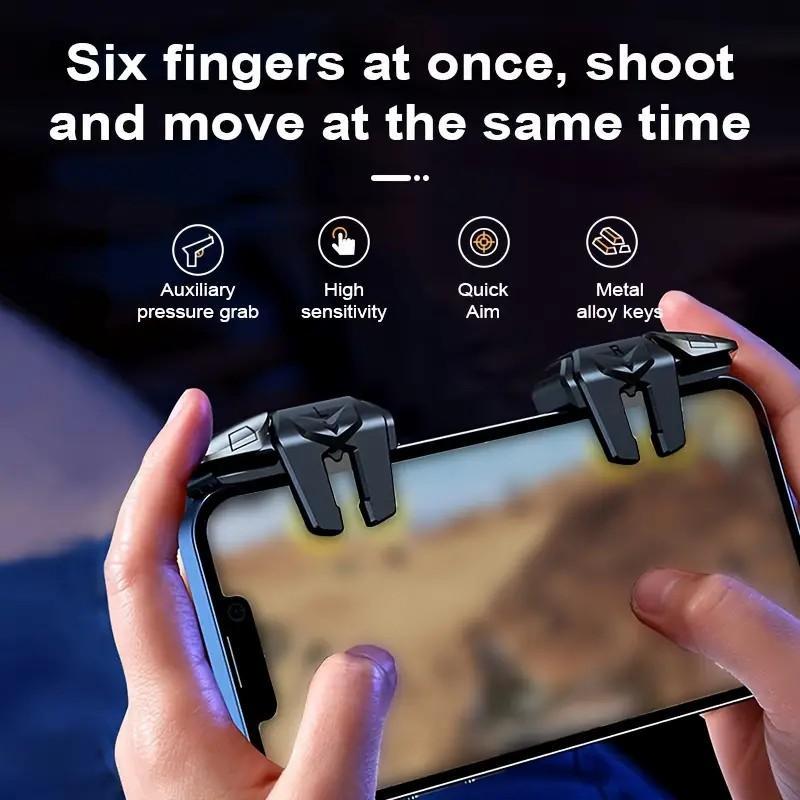 Six Finger Design Phone Game Controller, Finger Trigger Smartphone Game Handle, Mobile Phone Game Accessories, Gaming Items, Game Pad, Portable, Durability