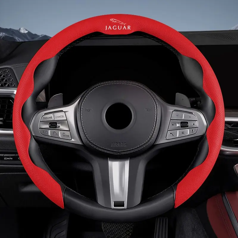 Car Steering Wheel Booster Cover Non-Slip Auto Interior Steer Protector Accessories For Jaguar F-Pace F-Type XF XJ XE I-Pace E-Pace XEL XFL S-Type XFR XKR X-Type